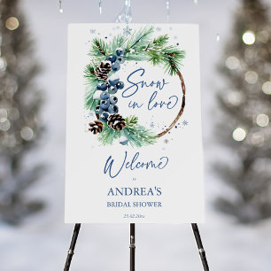 Snow in love winter bridal shower welcome sign