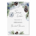 Snow in love winter bridal shower welcome sign