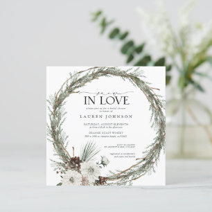 Snow In Love Winter Evergreen Bridal Shower Invitation
