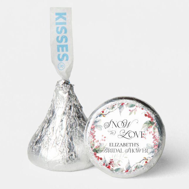 Snow in Love Winter Floral Bridal Shower Hershey®'s Kisses® (Front)