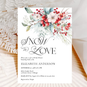 Snow In Love Winter Floral Bridal Shower Invitation