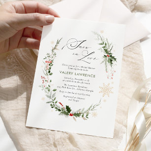 Snow in Love Winter Floral Bridal Shower Invitation