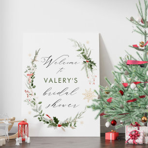 Snow in Love Winter Floral Bridal Shower Sign