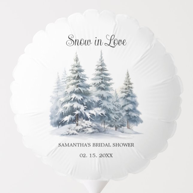 Snow in Love winter pine forest Bridal Shower Balloon (Back)