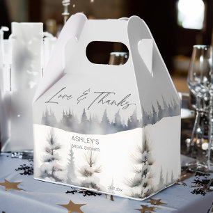 Snow in love winter pine forest bridal shower favo favor boxes