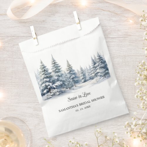 Snow in Love winter pine forest Bridal Shower Favor Bag