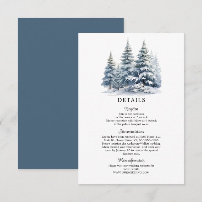 Snow in Love winter pine forest details Enclosure Card (Front/Back)