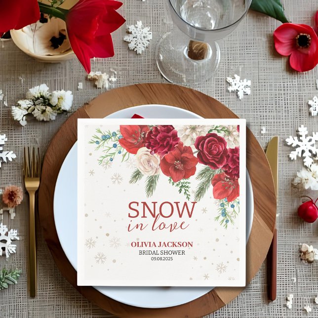 Snow in Love Winter Rustic Snowflake Bridal shower Napkins (Creator Uploaded)