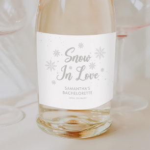 Snow in love Winter Ski Bachelorette  Sparkling Wine Label