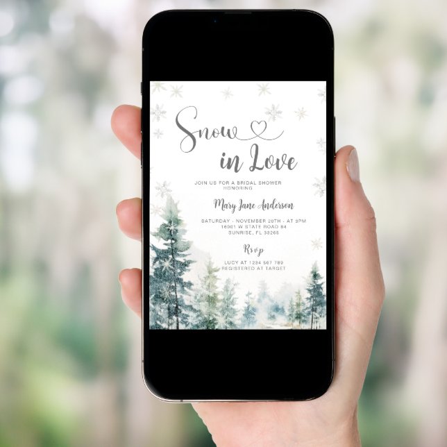  Snow in Love Winter Snowflake Bridal Shower Invitation (Front Digital)