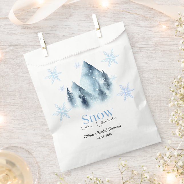 Snow in Love Winter Snowflakes Bridal Shower Favor Bag (Clipped)
