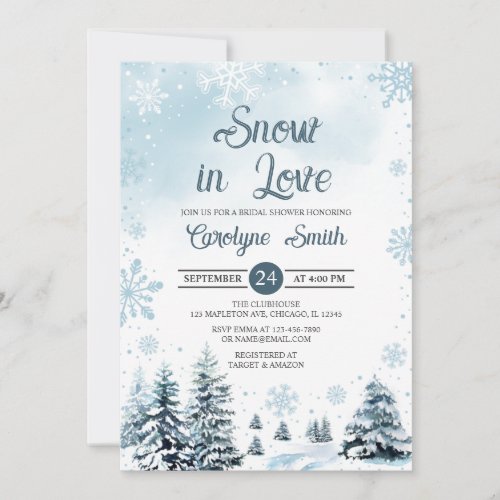 Snow in Love Winter Snowflakes Bridal Shower Invitation
