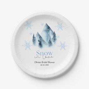 Snow in Love Winter Snowflakes Bridal Shower Paper Plates