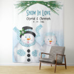 Snow In Love Winter Wedding Backdrop<br><div class="desc">Mr. and Mrs. Snowmen dressed for a Winter Wedding.</div>