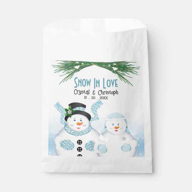 Snow In Love Winter Wedding Favor Bag (Front)