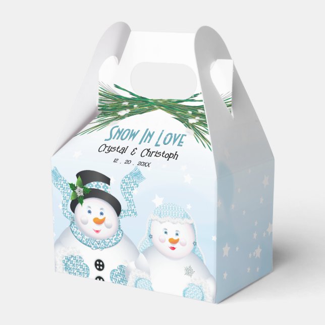 Snow In Love Winter Wedding Favor Boxes (Front Side)