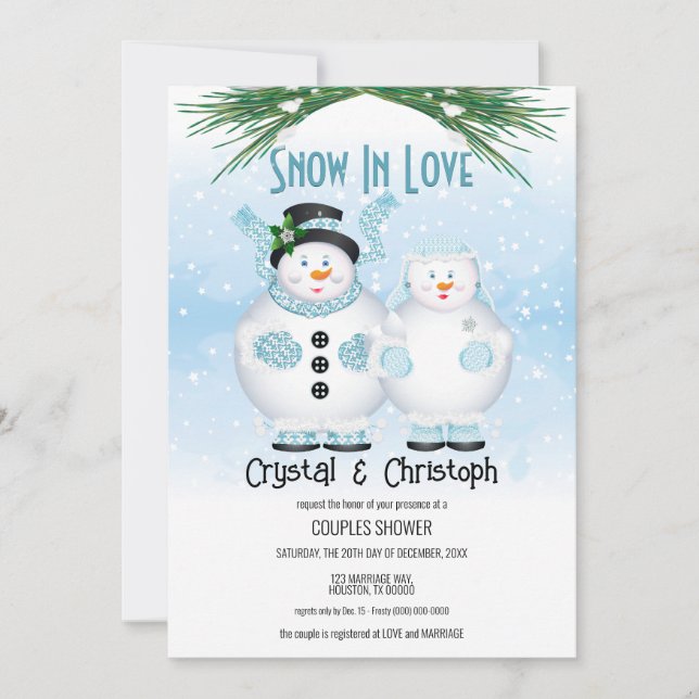 Snow In Love Winter Wedding Invitation (Front)