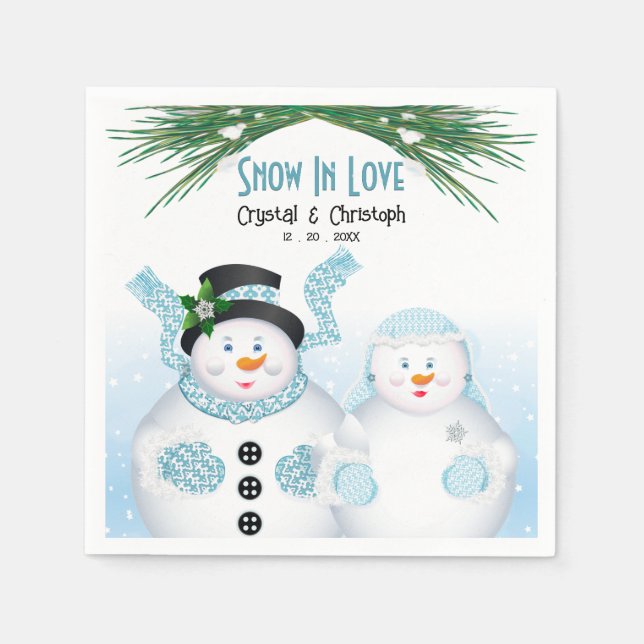 Snow In Love Winter Wedding Napkins (Front)