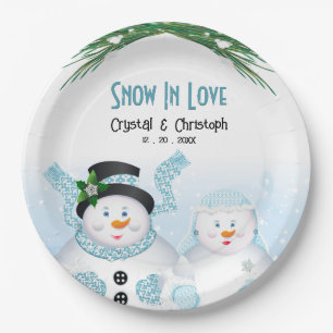 Snow In Love Winter Wedding Paper Plates