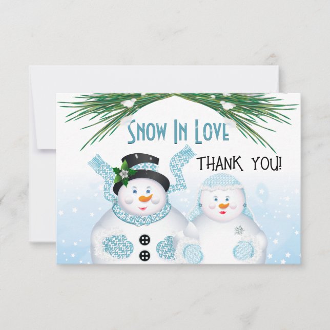 Snow In Love Winter Wedding Thank You Card (Front)