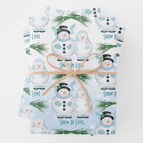 Snow In Love Winter Wedding Wrapping Paper Sheets
