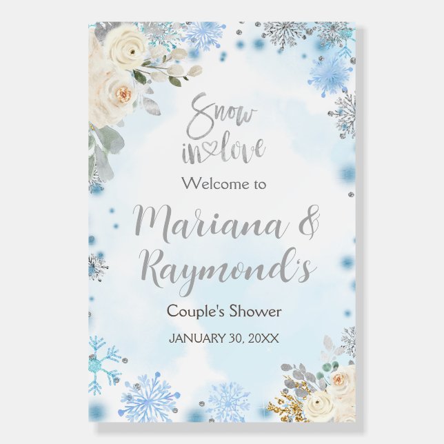 Snow in Love Winter Welcome Foam Board (Back)