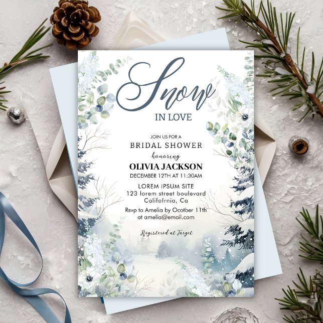 Snow in love winter wonderland blue Bridal shower Invitation (Creator Uploaded)