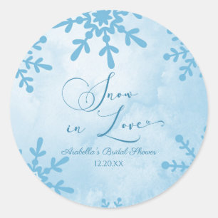 Snow In Love Winter Wonderland Bridal Shower Classic Round Sticker