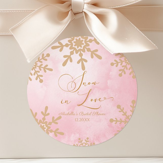 Snow In Love Winter Wonderland Bridal Shower Classic Round Sticker (Creator Uploaded)