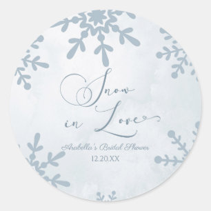 Snow In Love Winter Wonderland Bridal Shower Classic Round Sticker