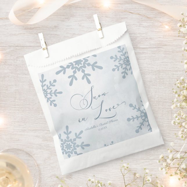 Snow In Love Winter Wonderland Bridal Shower Favor Bag (Clipped)