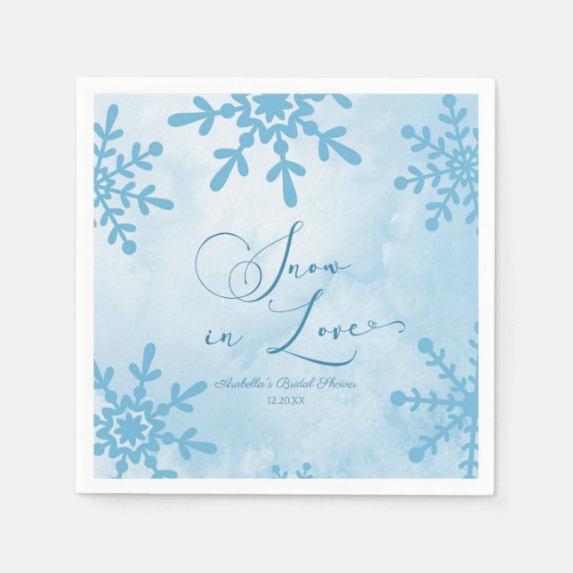 Snow In Love Winter Wonderland Bridal Shower Napkins (Front)