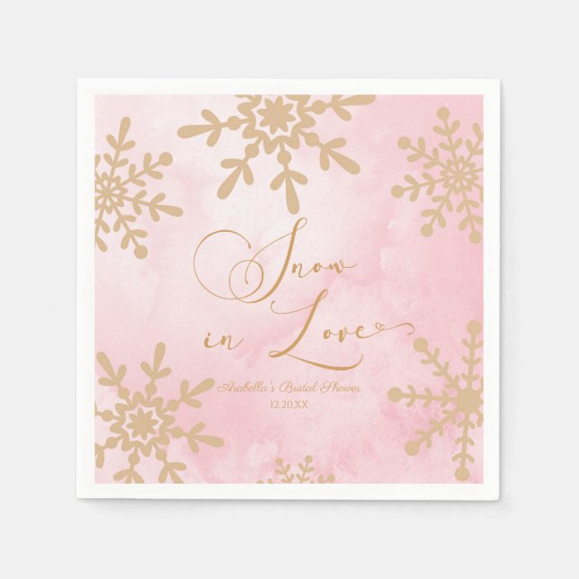 Snow In Love Winter Wonderland Bridal Shower Napkins (Front)