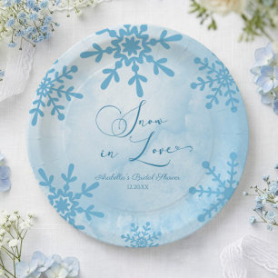 Snow In Love Winter Wonderland Bridal Shower Paper Plates