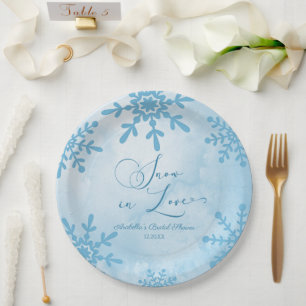 Snow In Love Winter Wonderland Bridal Shower Paper Plates