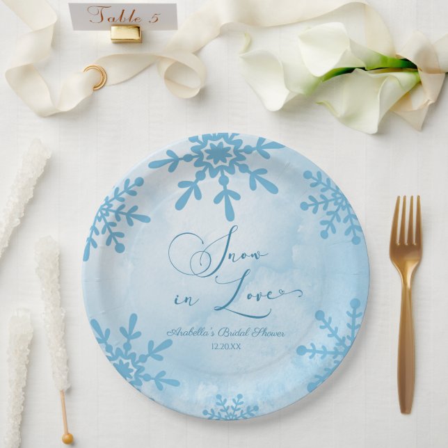 Snow In Love Winter Wonderland Bridal Shower Paper Plates (Wedding)