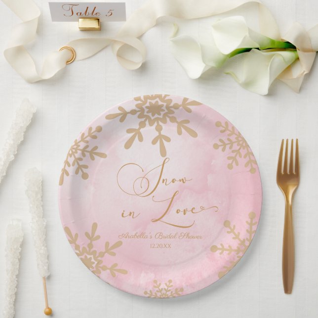 Snow In Love Winter Wonderland Bridal Shower Paper Plates (Wedding)