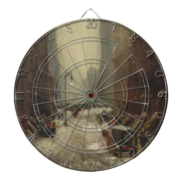 Snow in New York City (Winter in NYC) Dart Board (Front)