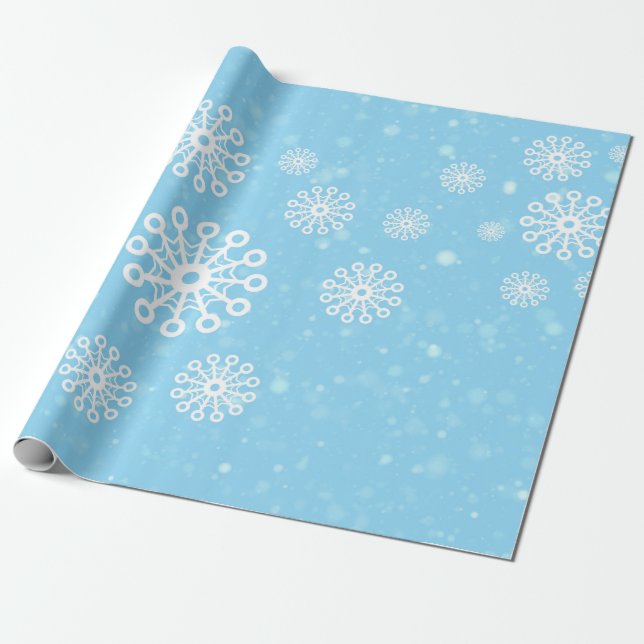 Snow in the Blue Sky Wrapping Paper (Unrolled)