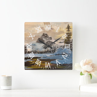 Snow in the Rocky Mountains, by Gary Poling Square Wall Clock