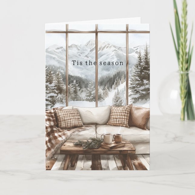 Snow in Window Christmas Card (Front)