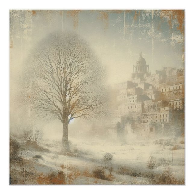 Snow In Winter Landscape Old Photo Graphic Design Poster (Front)