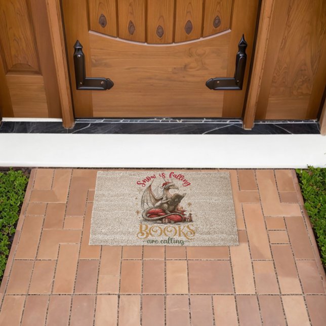 Snow Is Falling, Books Are Calling  Fiber Doormat (Insitu (Outdoor))