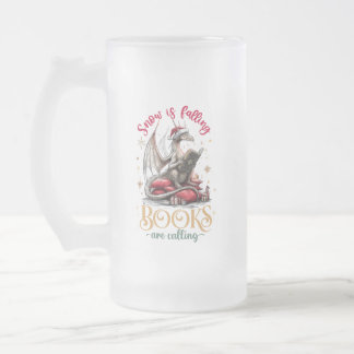 Snow Is Falling, Books Are Calling Frosted Glass Beer Mug