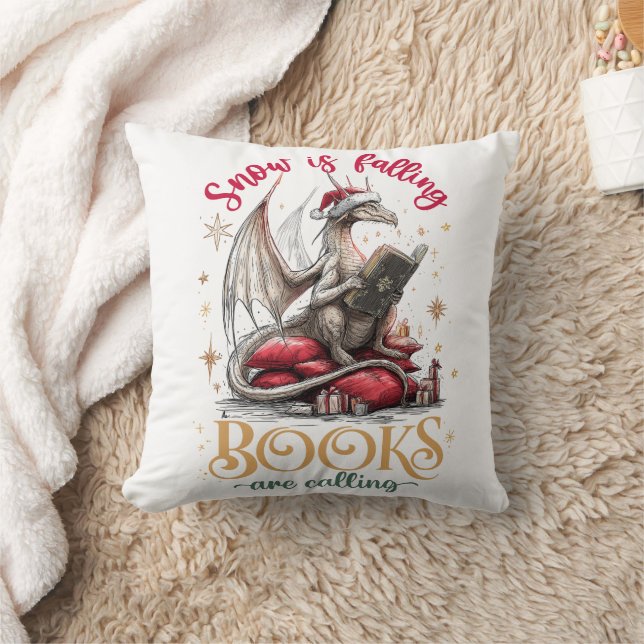 Snow Is Falling, Books Are Calling  Throw Pillow (Blanket)