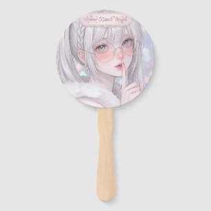 Snow-Kissed Angel Silver Hair Winter Aesthetic Par Hand Fan