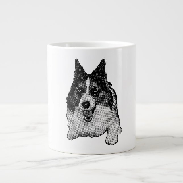 Snow‑Kissed Corgi Hello Giant Coffee Mug (Front)