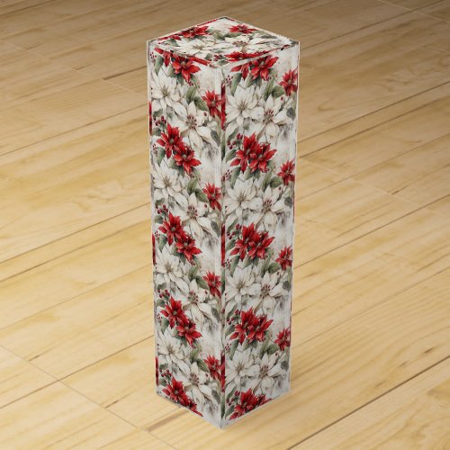 Snow_kissed Elegance White and Red Poinsettia Wine Box