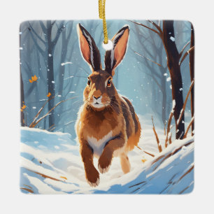 Snow-Kissed Revelry: The Hare Run Ceramic Ornament