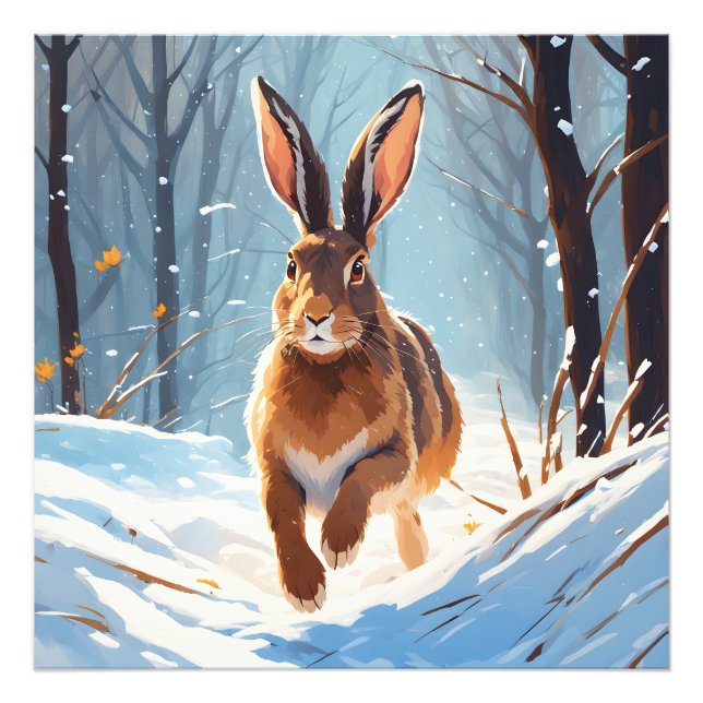 Snow-Kissed Revelry: The Hare Run Photo Print (Front)